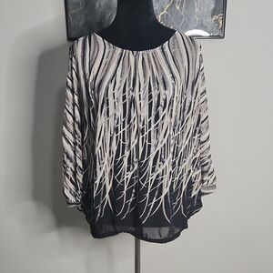 New York & Company Black and Cream Blouse